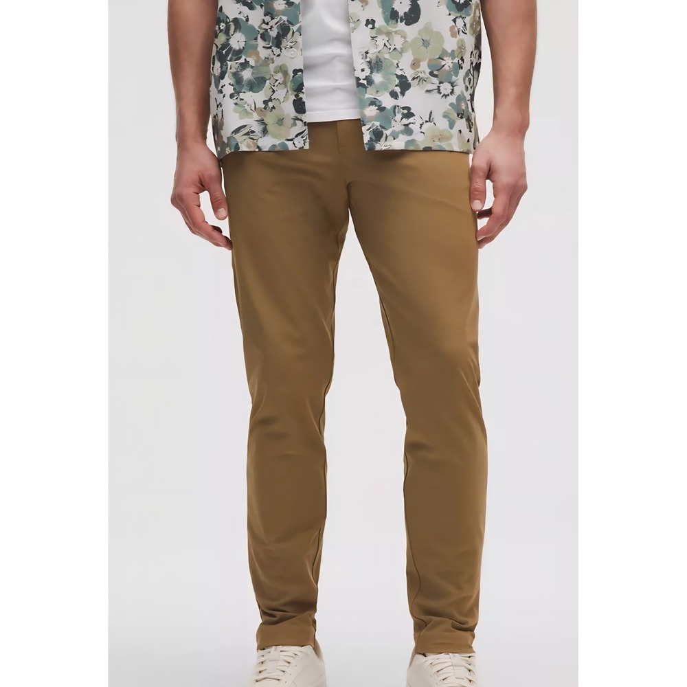 Lululemon Men's ABC Slim Fit 5 Pocket Pants 40, 34 L Dark Khaki Brown